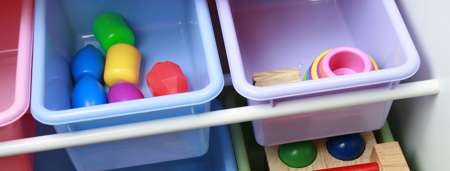 Storage in a playroom.