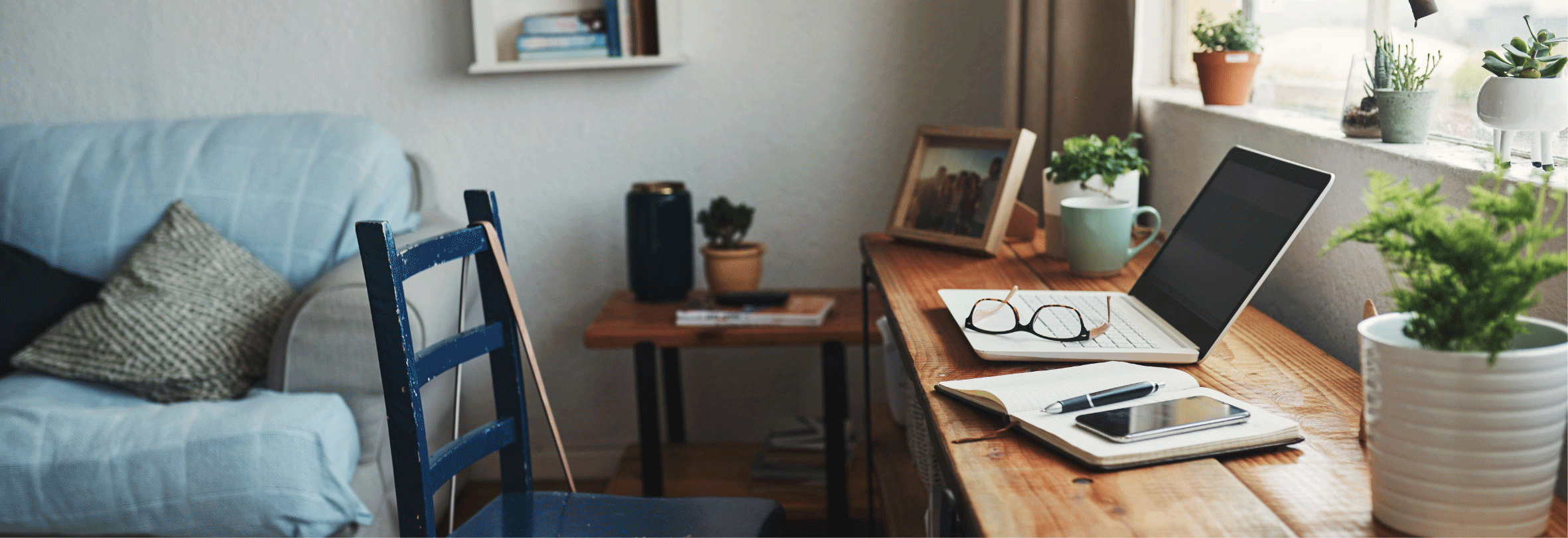 Renters Insurance :Take care of what you own with coverage for your belongings.: Living room with couch with four pillows