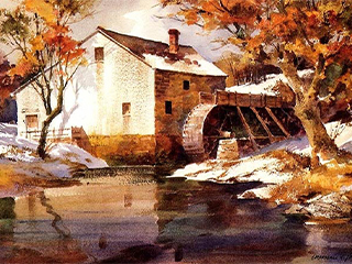 Marshall W. Joyce, "Old Mill & Water Wheel"